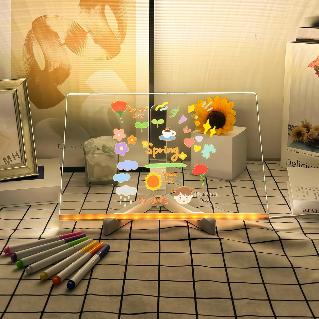 Lighted led drawing tracing pad with light up led lights