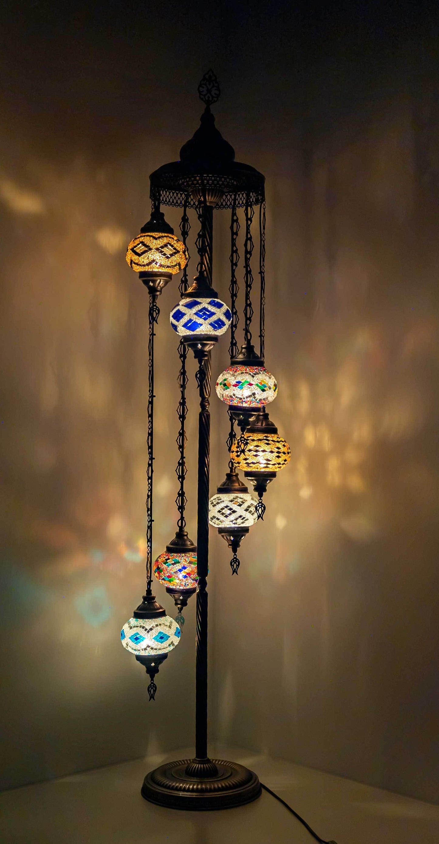 *HANDMADE* MOSAIC 7 GLOBE LAMP DIFFERENT COLOR ARRANGEMENTS