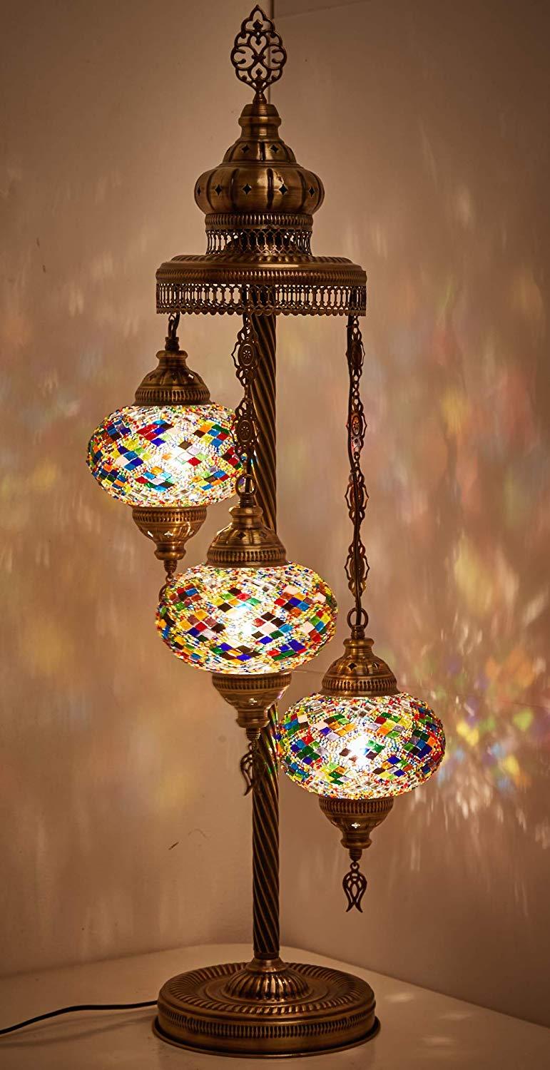 *HANDMADE* MOSAIC 3 GLOBE TABLE LAMP LIMITED EDITION