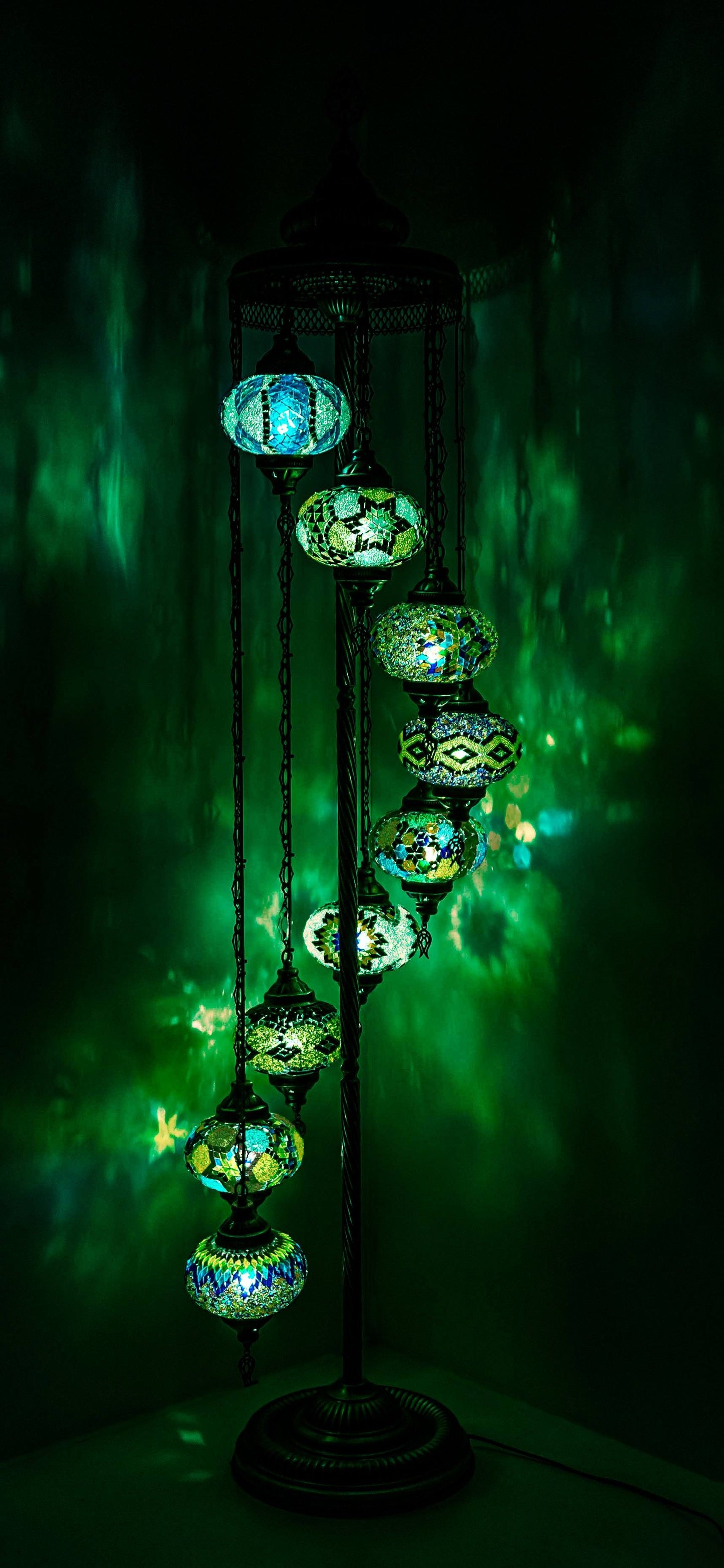 *HANDMADE* MOSAIC 9 BIG GLOBES DIFFERENT COLOR ARRANGEMENTS