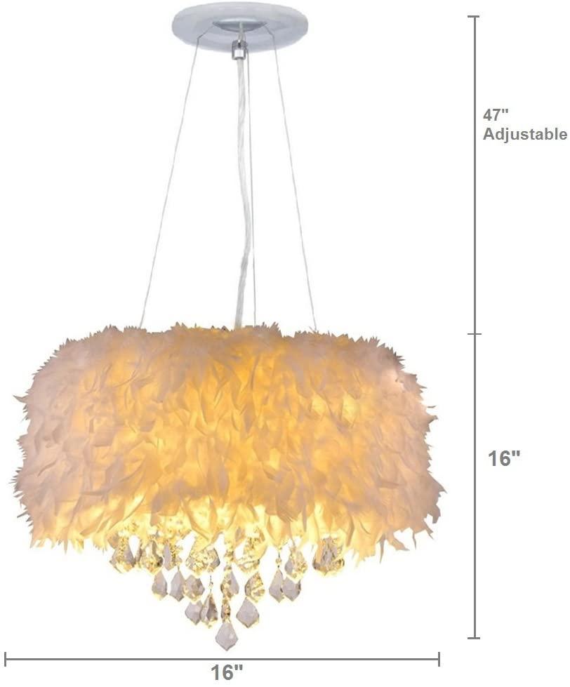 White Feather Crystal Chandelier