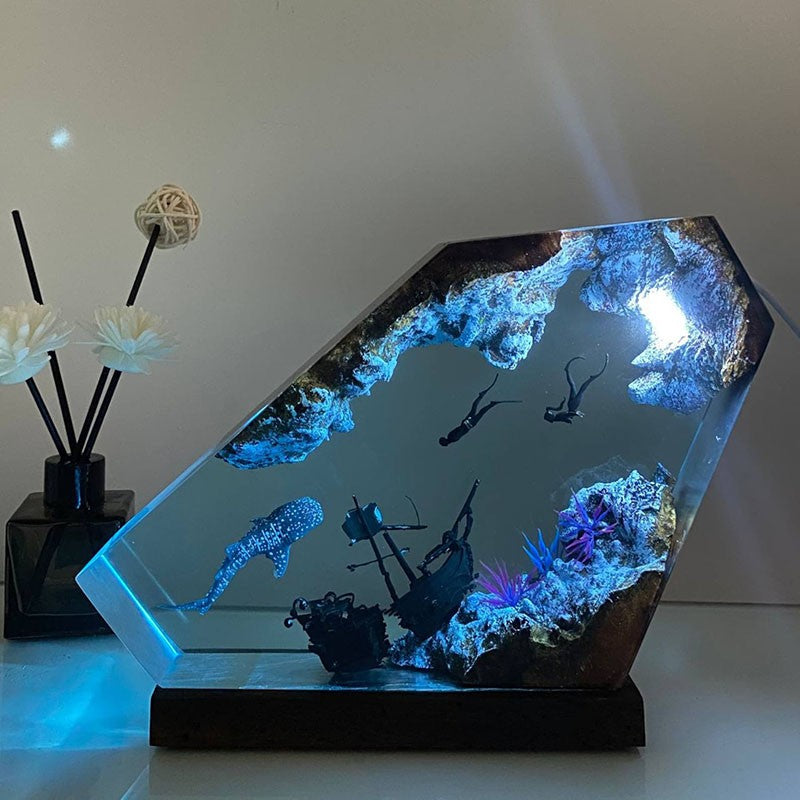 Handcrafted Oceanic Dreamscape Wood Lamp!