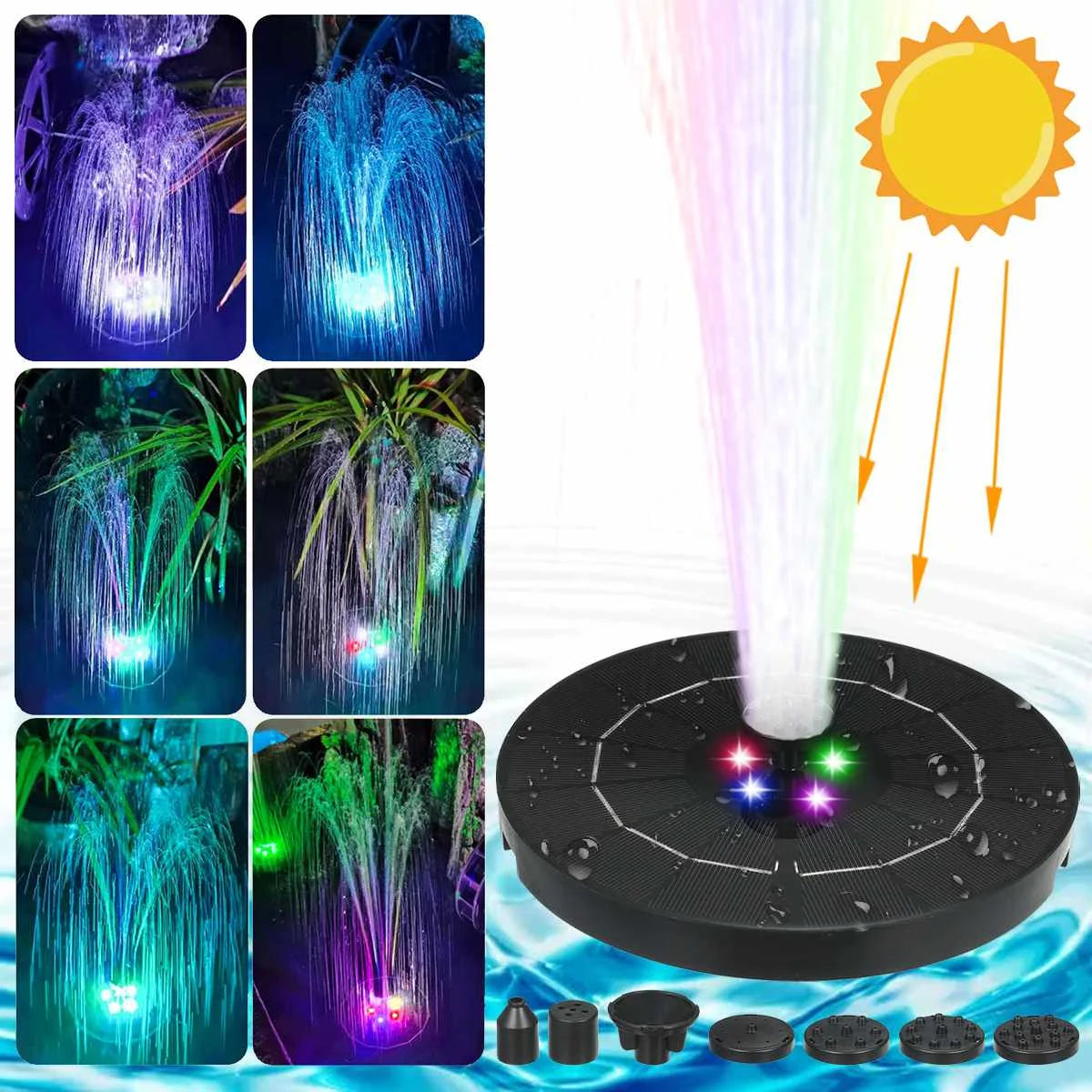 Solar Powered LED Water Fountain