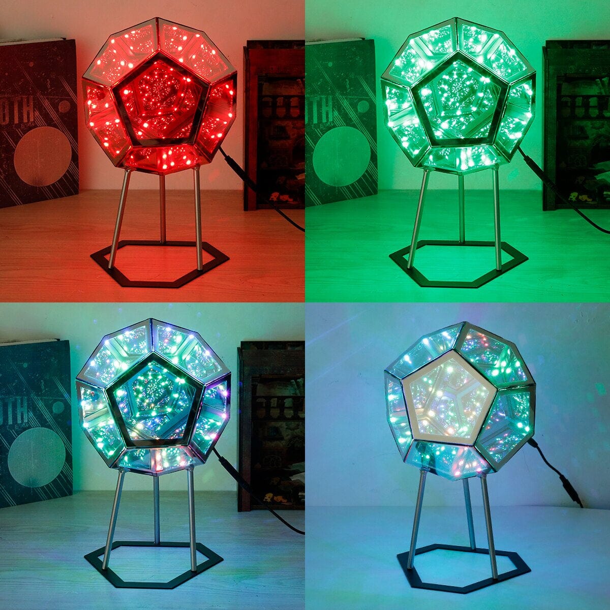 Dodecahedron Infinity Glow Lamp with remote
