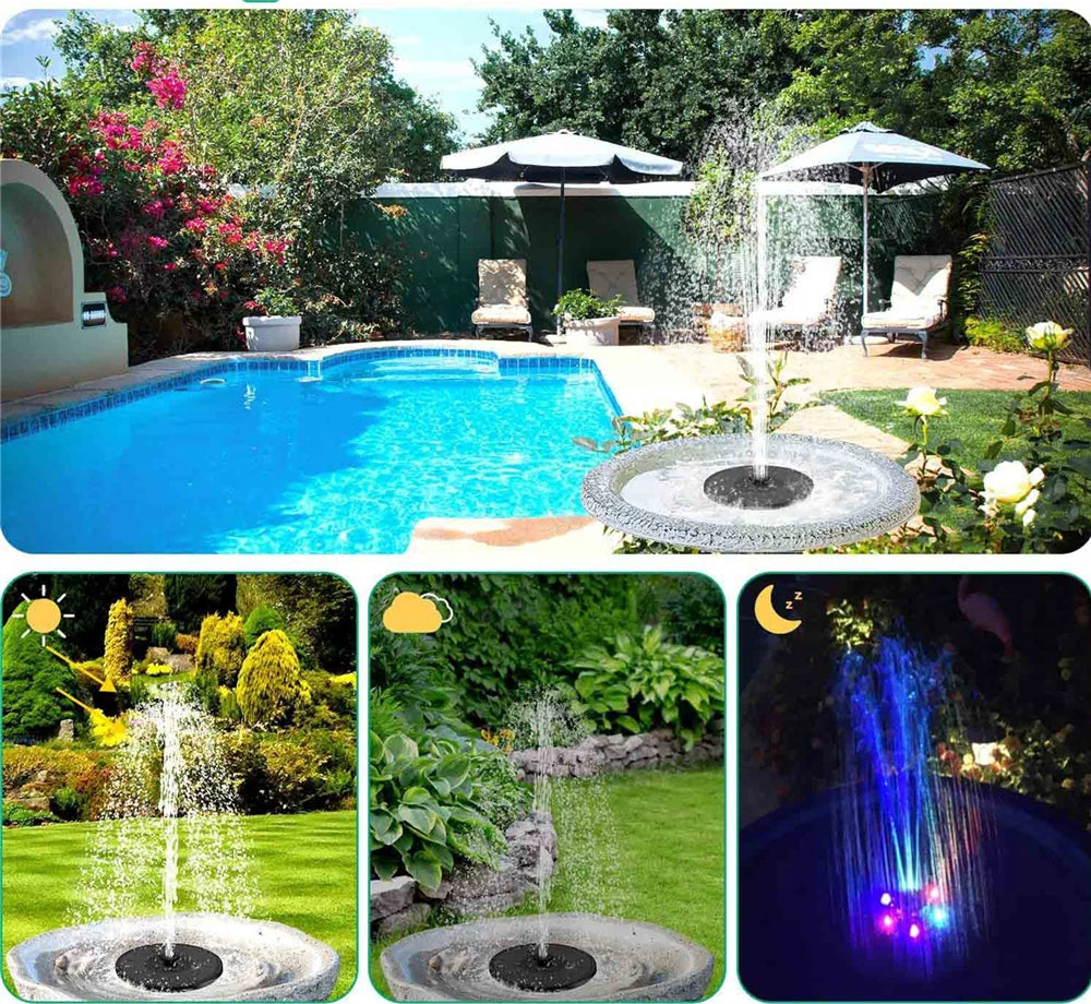 Solar Powered LED Water Fountain