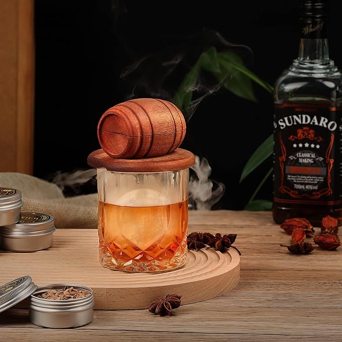 Whiskey Smoker Kit with Torch – 6 Flavors, 2 Glasses, Ice Ball Molds – Smoked Whiskey