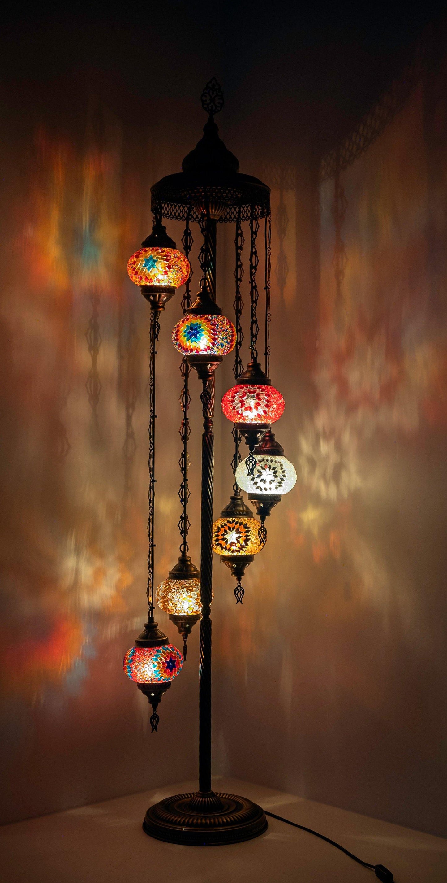 *HANDMADE* MOSAIC 7 GLOBE LAMP DIFFERENT COLOR ARRANGEMENTS