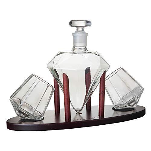 Diamond Whiskey Decanter With 2 Glasses
