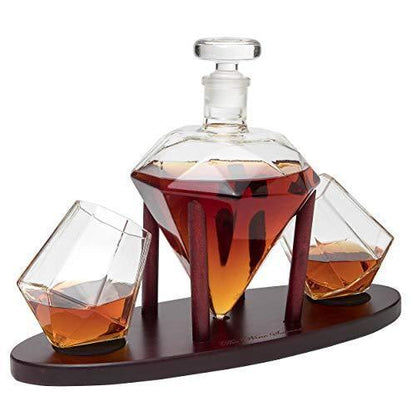 Diamond Whiskey Decanter With 2 Glasses