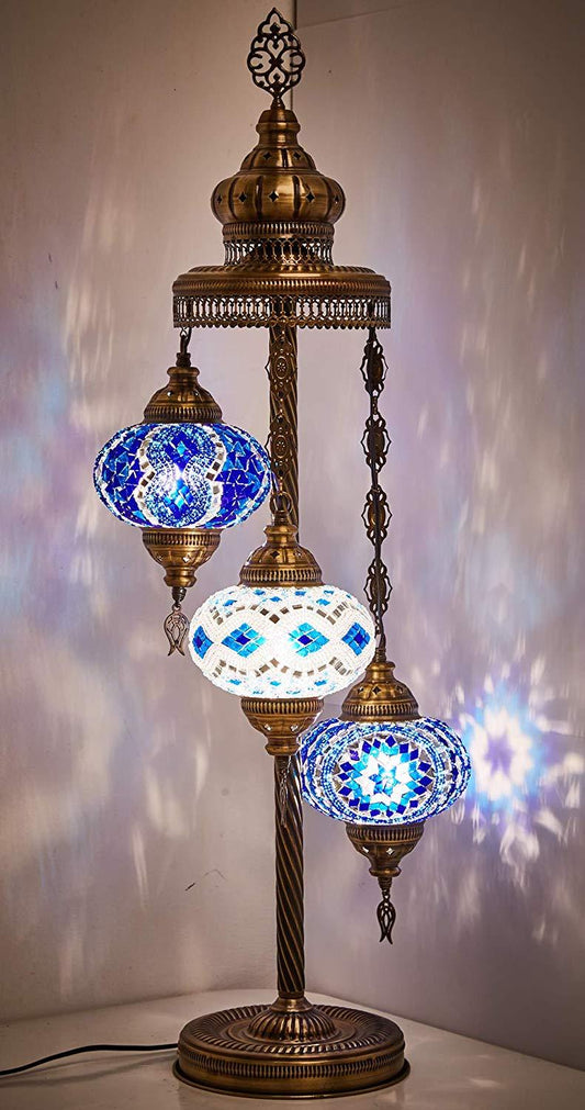 *HANDMADE* MOSAIC 3 GLOBE TABLE LAMP LIMITED EDITION