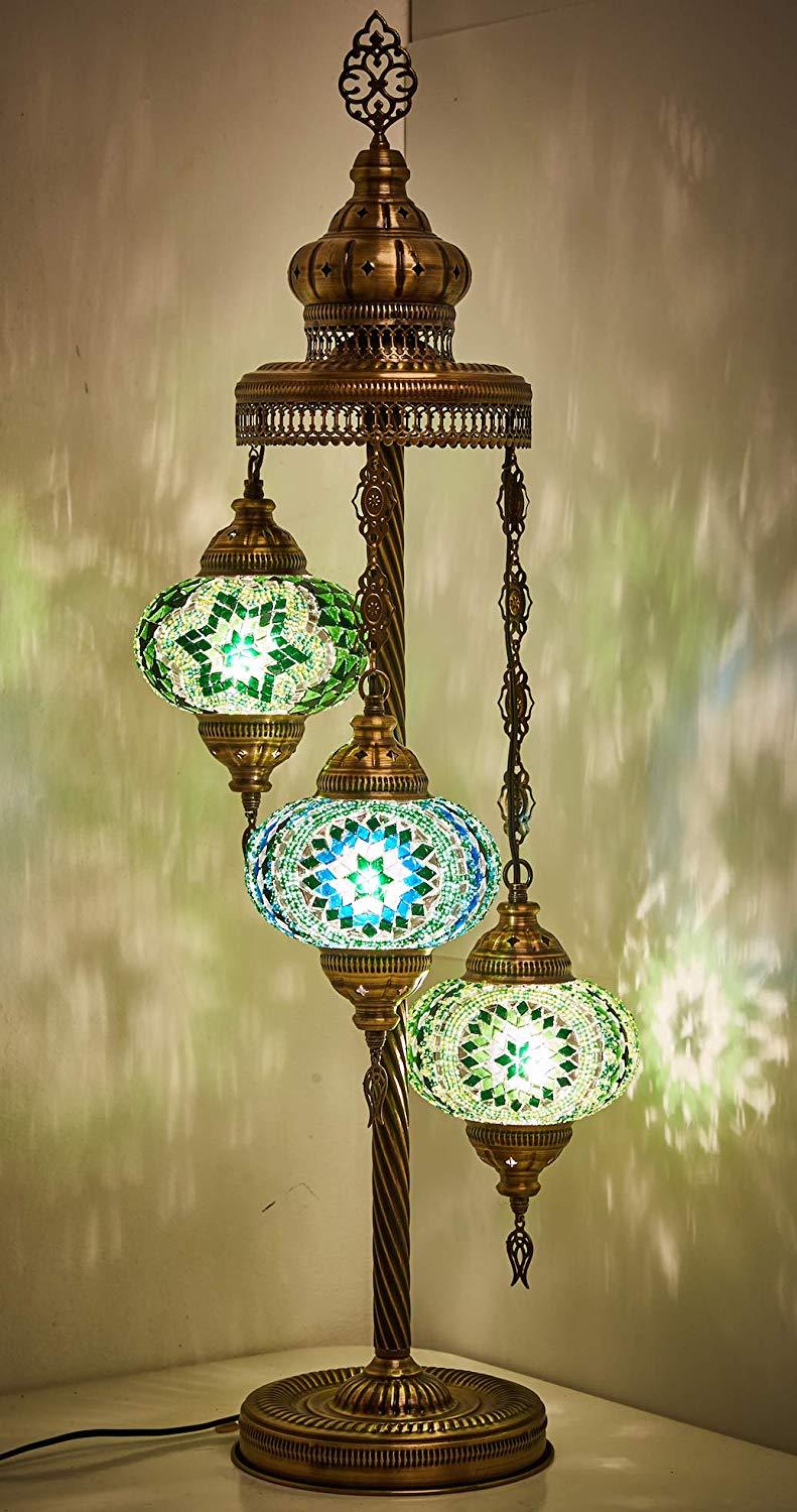 *HANDMADE* MOSAIC 3 GLOBE TABLE LAMP LIMITED EDITION