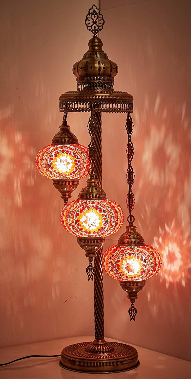 *HANDMADE* MOSAIC 3 GLOBE TABLE LAMP LIMITED EDITION