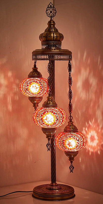 *HANDMADE* MOSAIC 3 GLOBE TABLE LAMP LIMITED EDITION