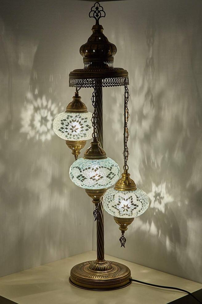 *HANDMADE* MOSAIC 3 GLOBE TABLE LAMP LIMITED EDITION