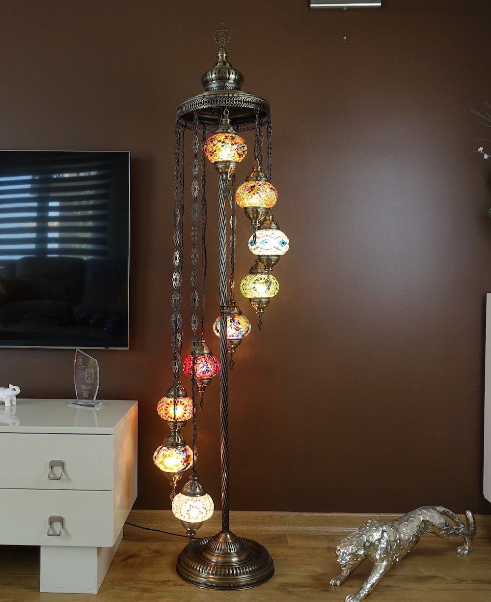 *HANDMADE* MOSAIC 9 GLOBE LAMP (FREE & FAST EXPEDITED 5 DAY SHIPPING)