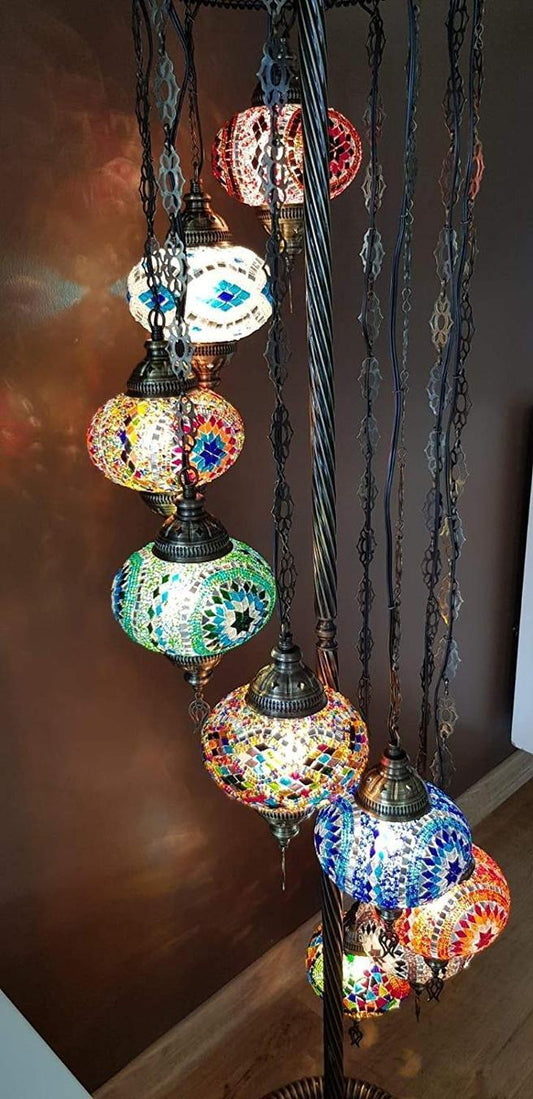 *HANDMADE* MOSAIC 9 GLOBE LAMP (FREE & FAST EXPEDITED 5 DAY SHIPPING)