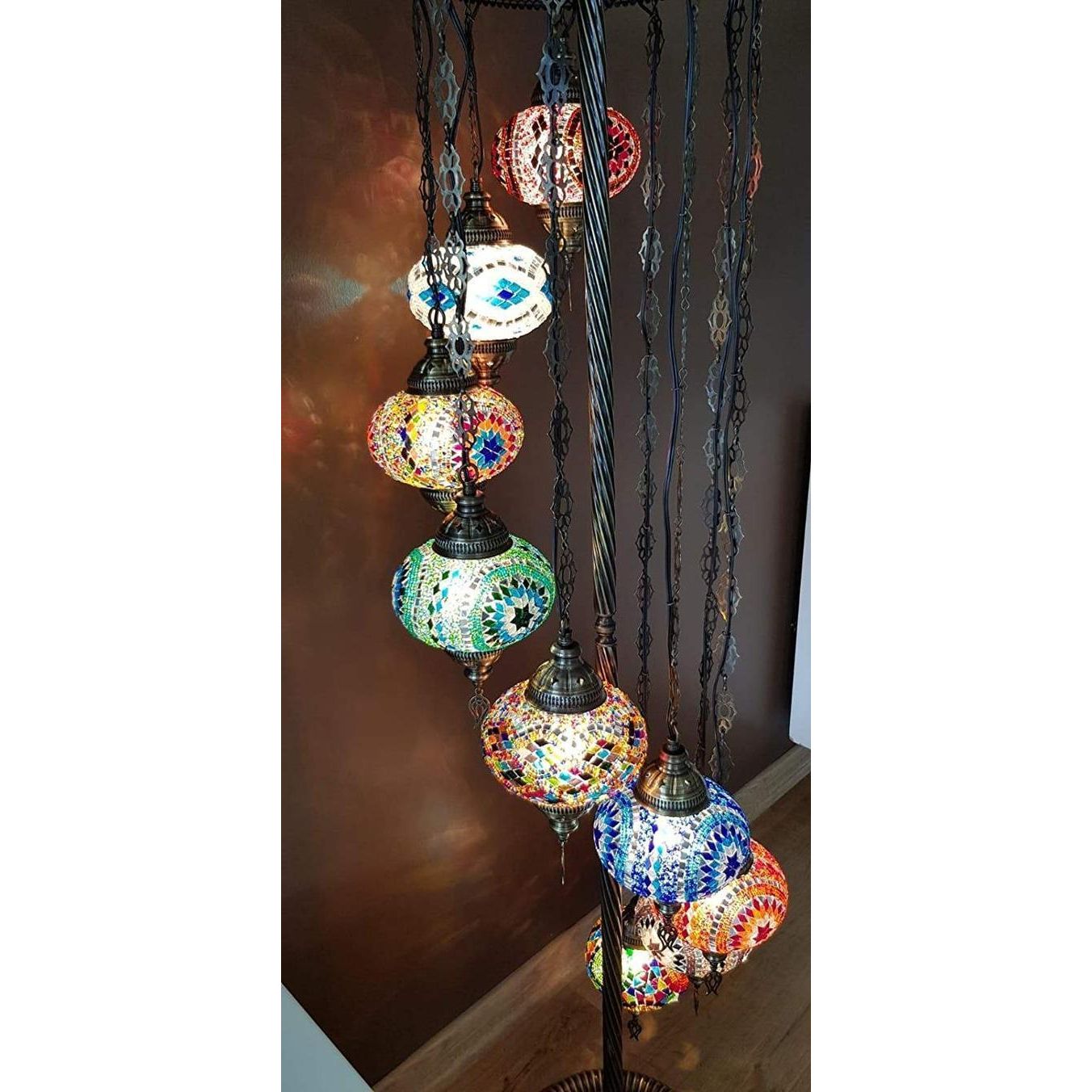 HANDMADE MOSAIC 9 BIG GLOBES DIFFERENT COLOR ARRANGEMENTS