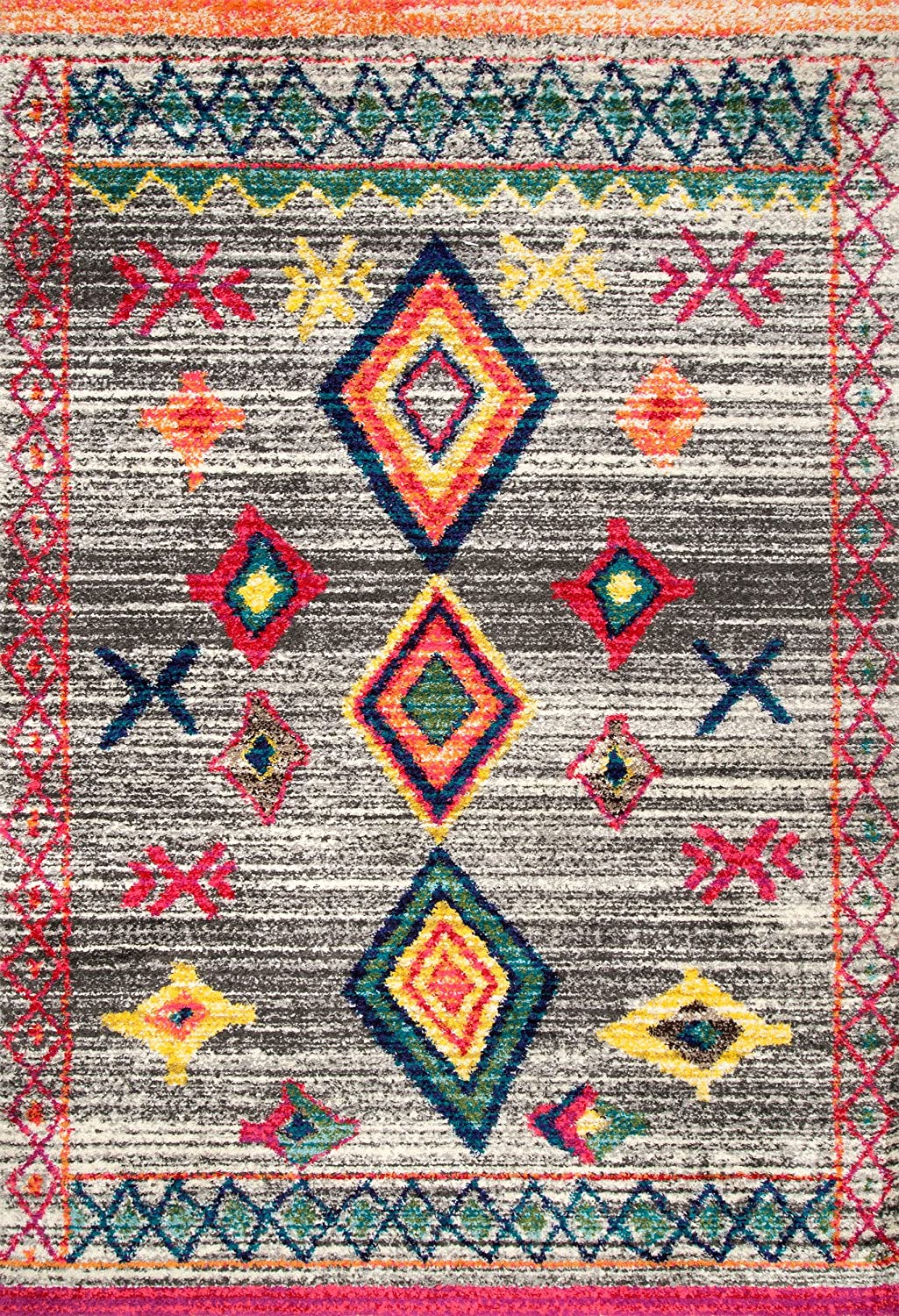 nuLOOM Nizhoni Tribal Shag Rug, 6' 7" x 9', Dark Grey