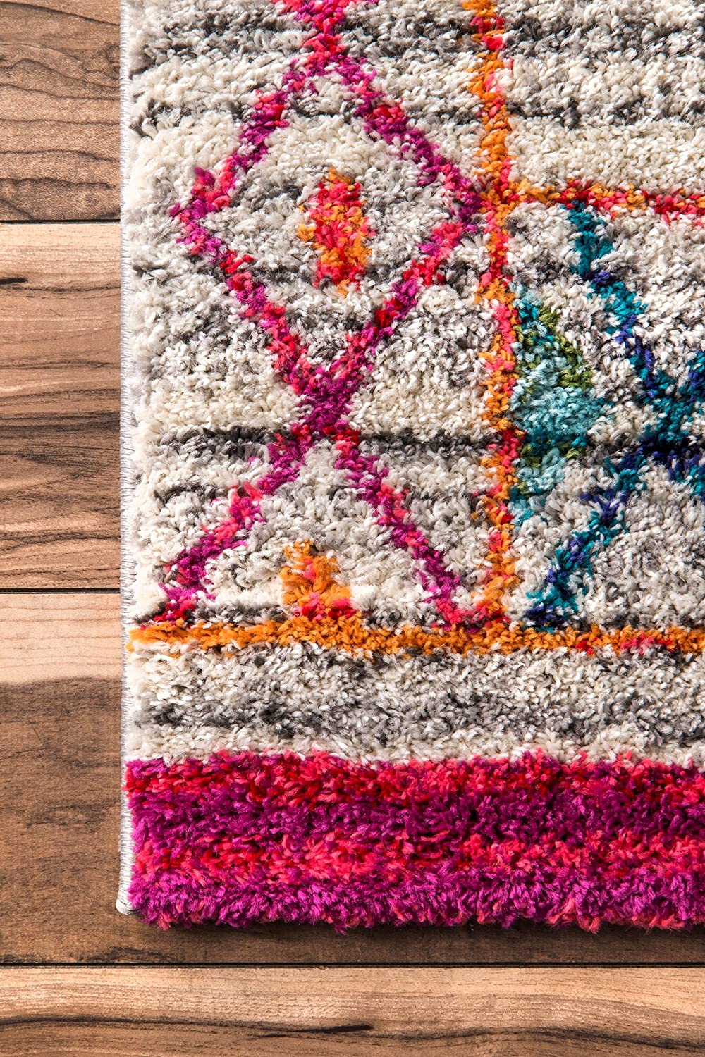 nuLOOM Nizhoni Tribal Shag Rug, 6' 7" x 9', Dark Grey