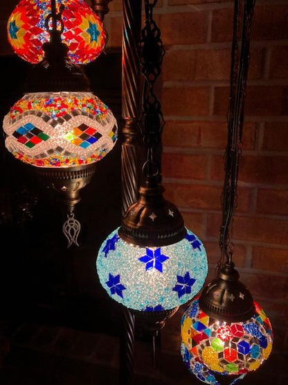 *HANDMADE* MOSAIC 3 GLOBE TABLE LAMP LIMITED EDITION